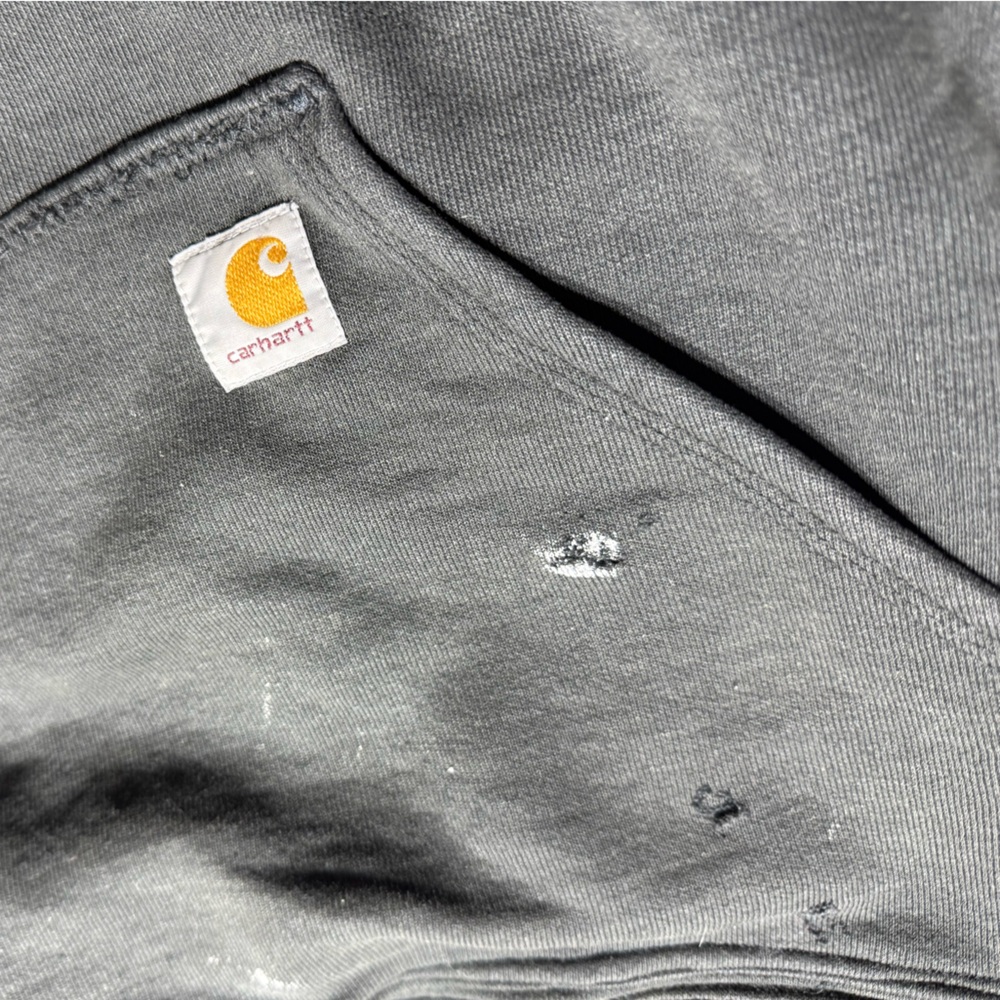 Carhartt Hoodie – Black – Custom Patched / Distressed – Workwear Grunge - Picture 5 of 7